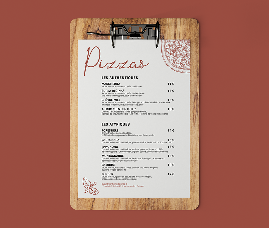 La Cambuse - Feuillets menu A5 classeur